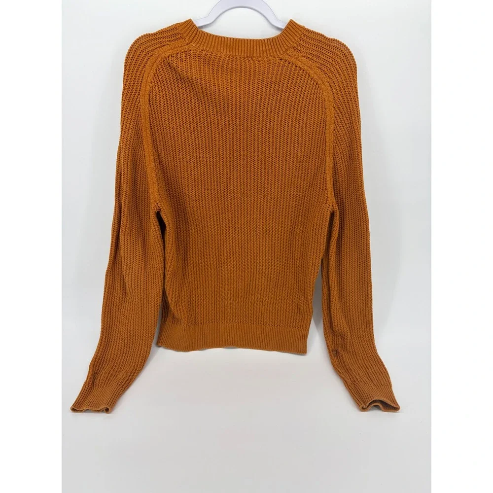 Uniqlo U Mens Sweater Burnt Orange Chunky Knit Cotton Crewneck‎ M